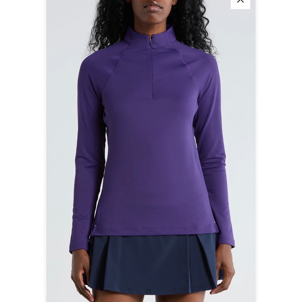 New Peter Millar Perth Women Large Purple Raglan Quarter Zip Pullover UPF 50+